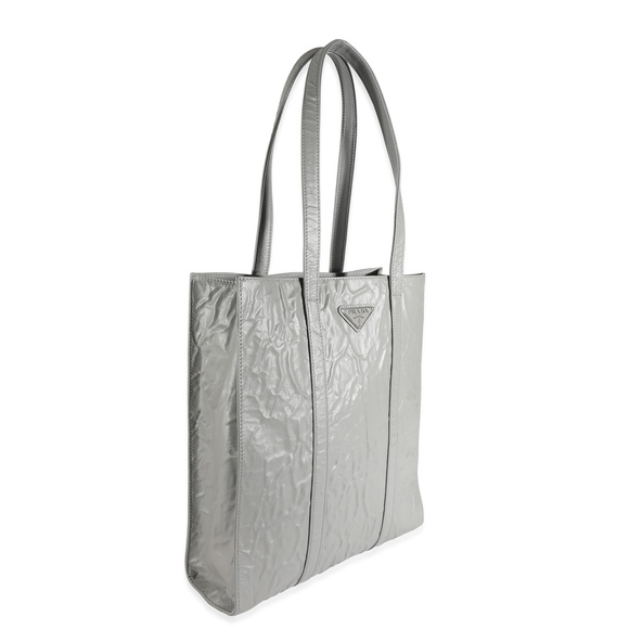 Prada Slate Grey Small Antique Nappa Tote - Picture 3 of 8